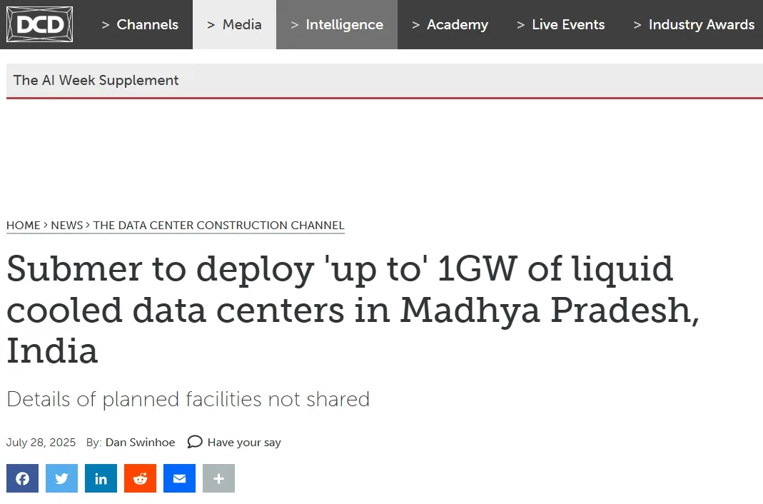 Submer to deploy 'up to' 1GW of liquid cooled data centers in Madhya Pradesh, India