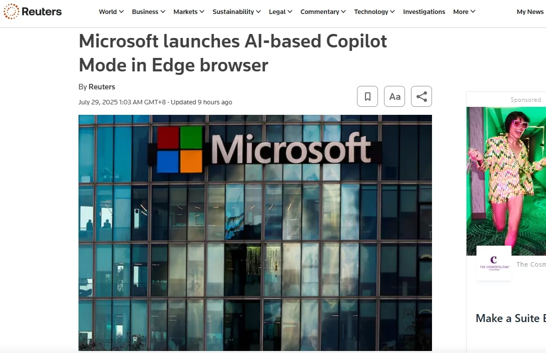 Microsoft launches AI-based Copilot Mode in Edge browser