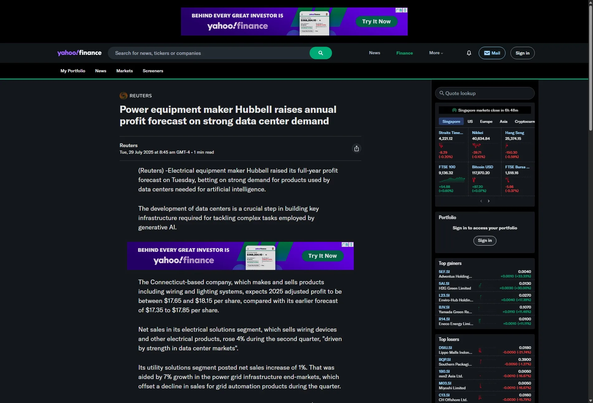 Power equipment maker Hubbell raises annual profit forecast on strong data center demand