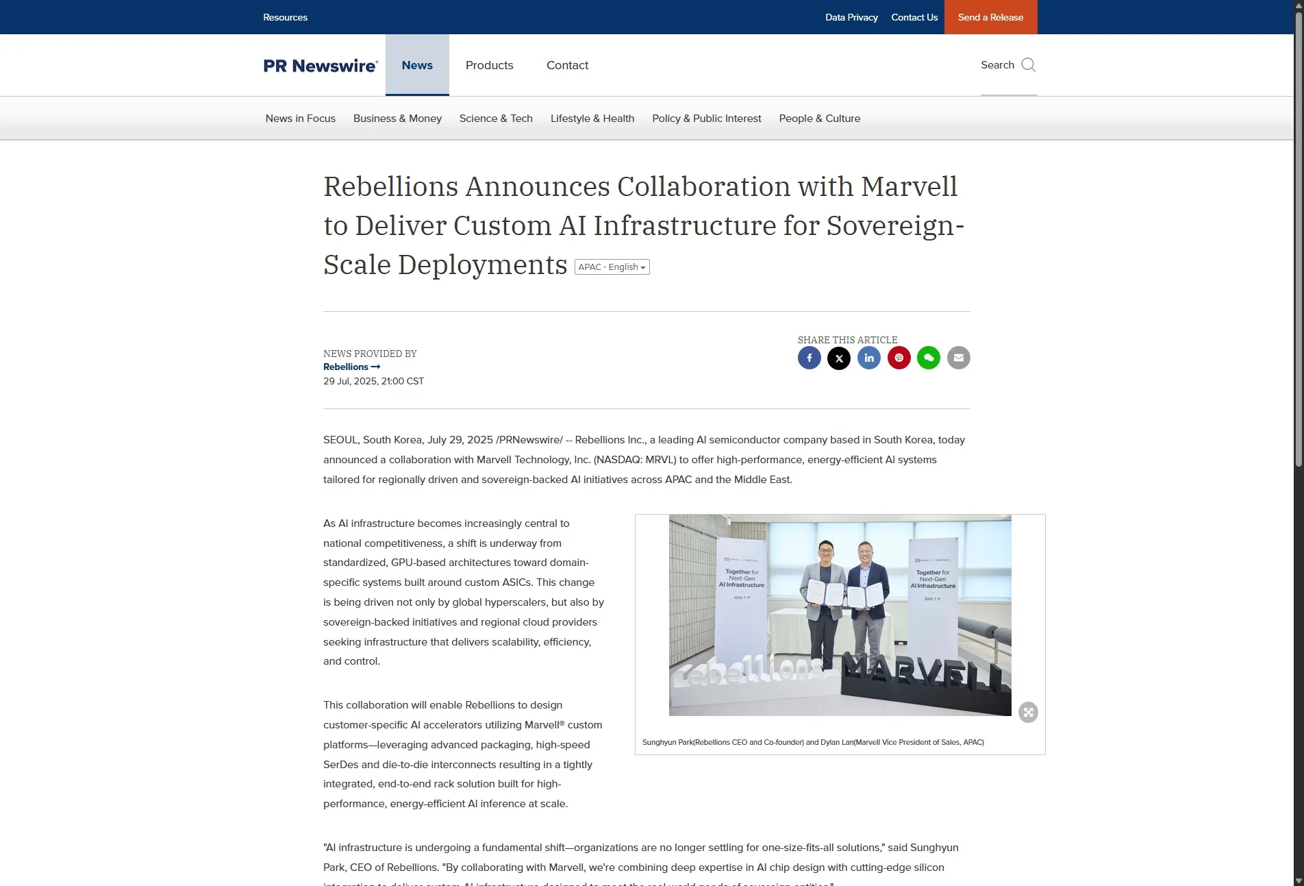 Rebellions Announces Collaboration with Marvell to Deliver Custom AI Infrastructure for Sovereign-Scale Deployments