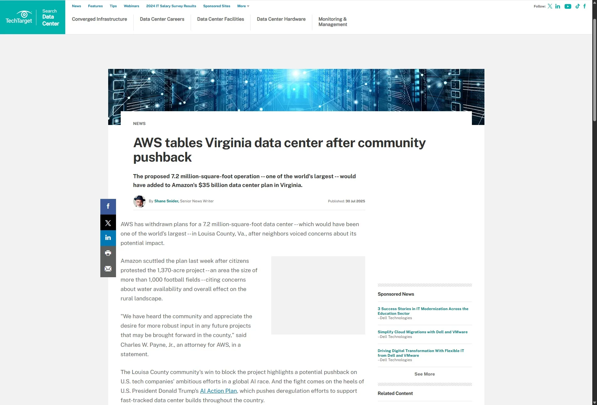 AWS tables Virginia data center after community pushback