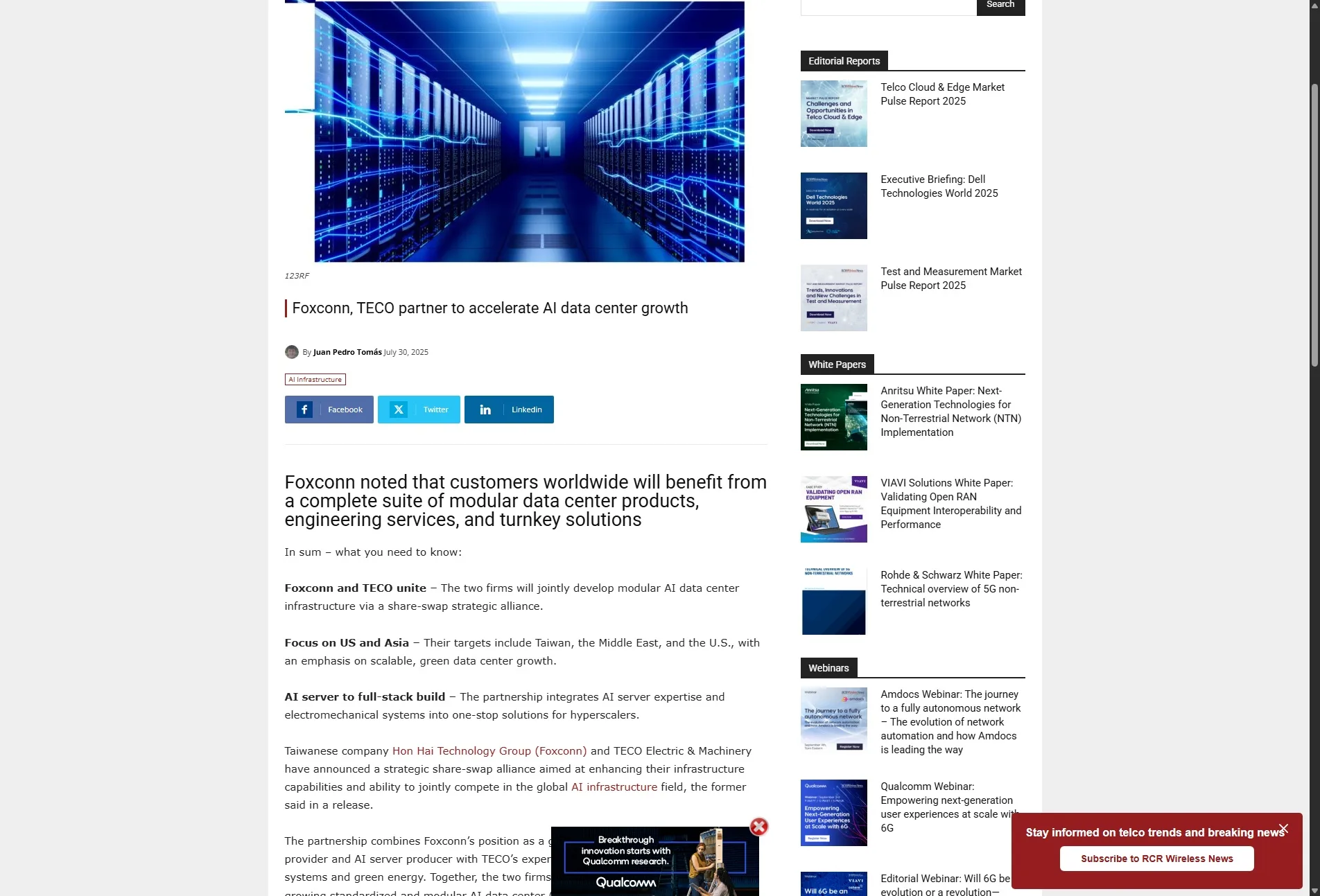 Foxconn, TECO partner to accelerate AI data center growth