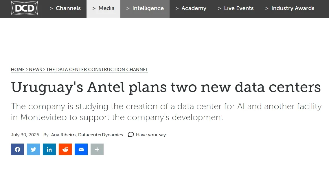 Uruguay's Antel plans two new data centers
