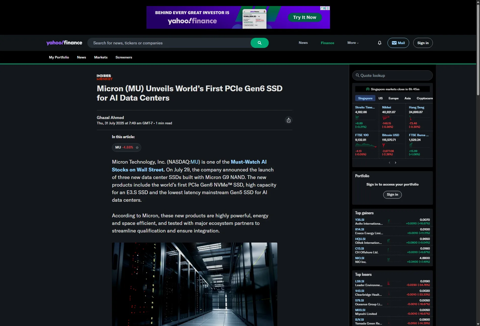 Micron (MU) Unveils World’s First PCIe Gen6 SSD for AI Data Centers