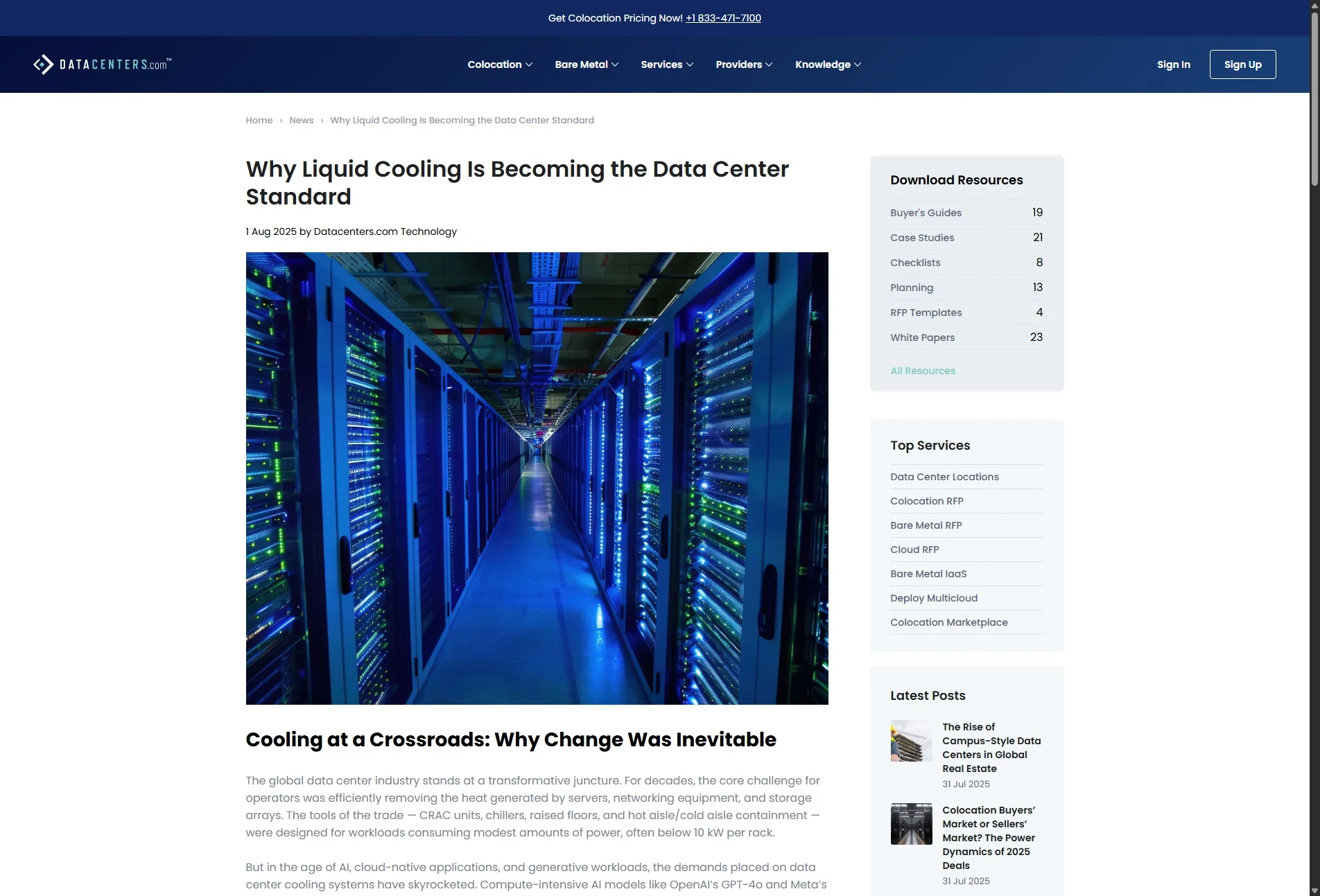 Why Liquid Cooling Is Becoming the Data Center Standard