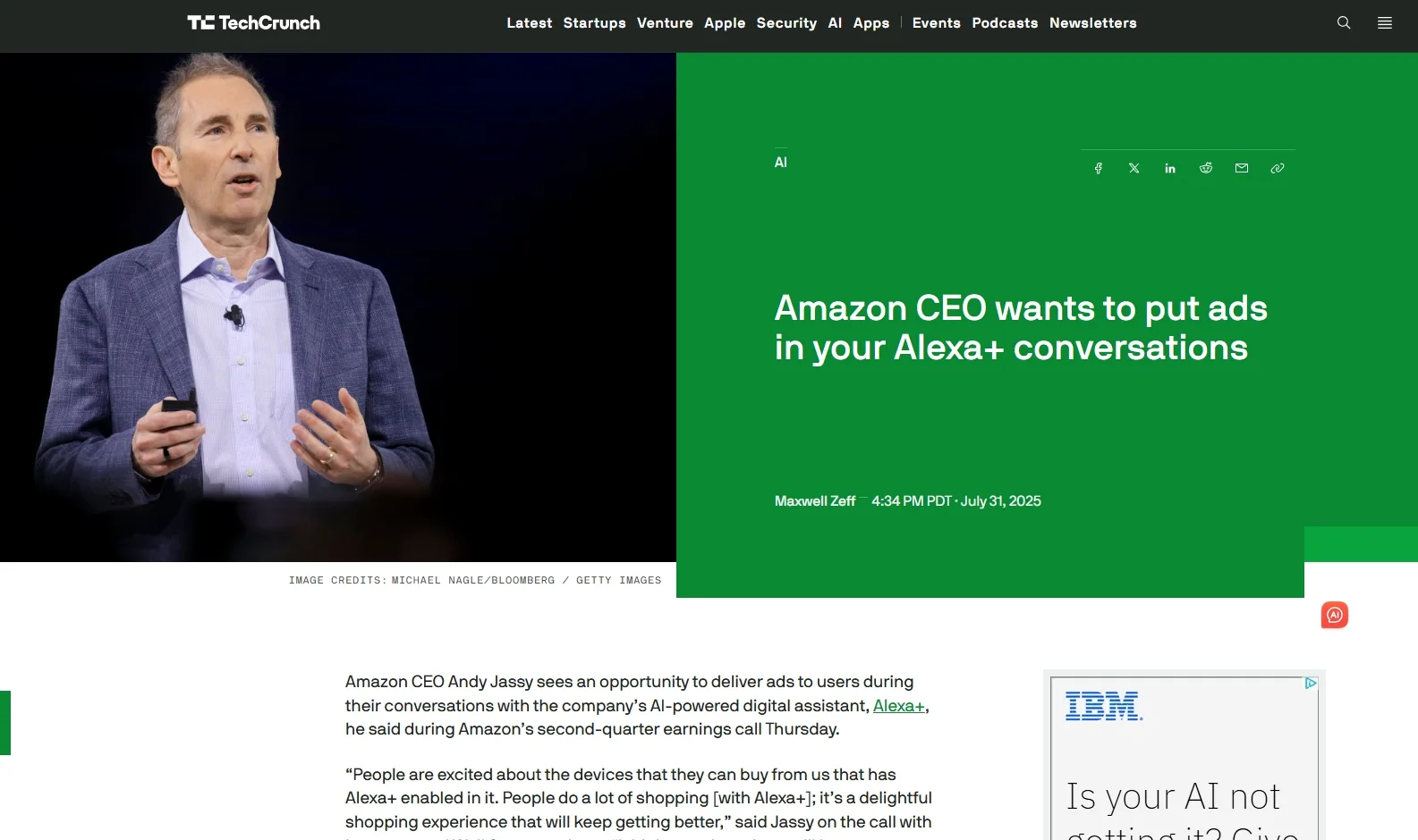 Amazon CEO wants to put ads in your Alexa+ conversations