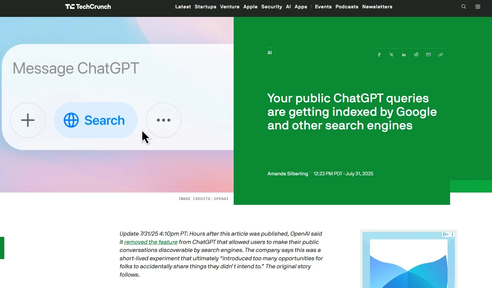 Your public ChatGPT queries are getting indexed by Google and other search engines