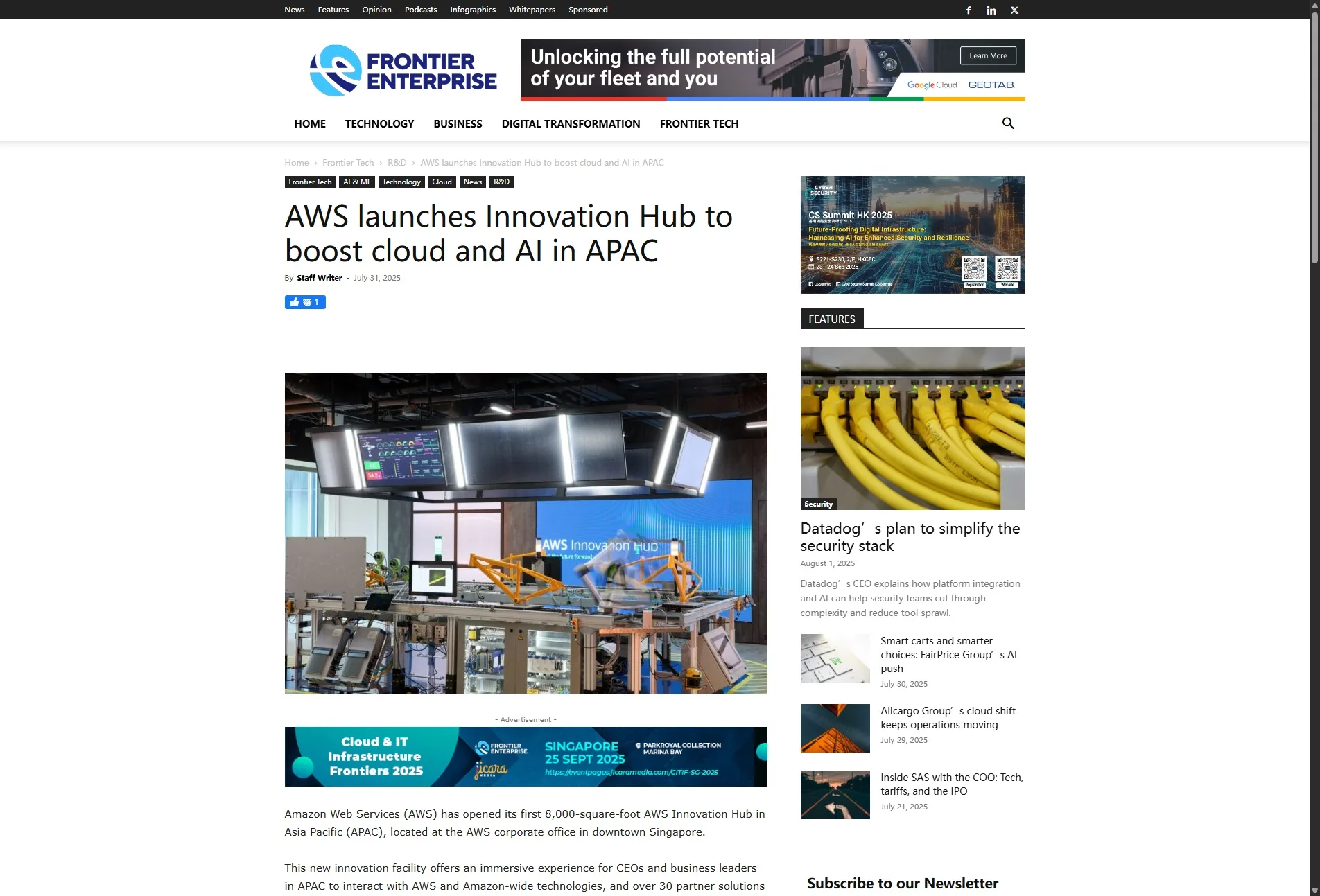 AWS launches Innovation Hub to boost cloud and AI in APAC