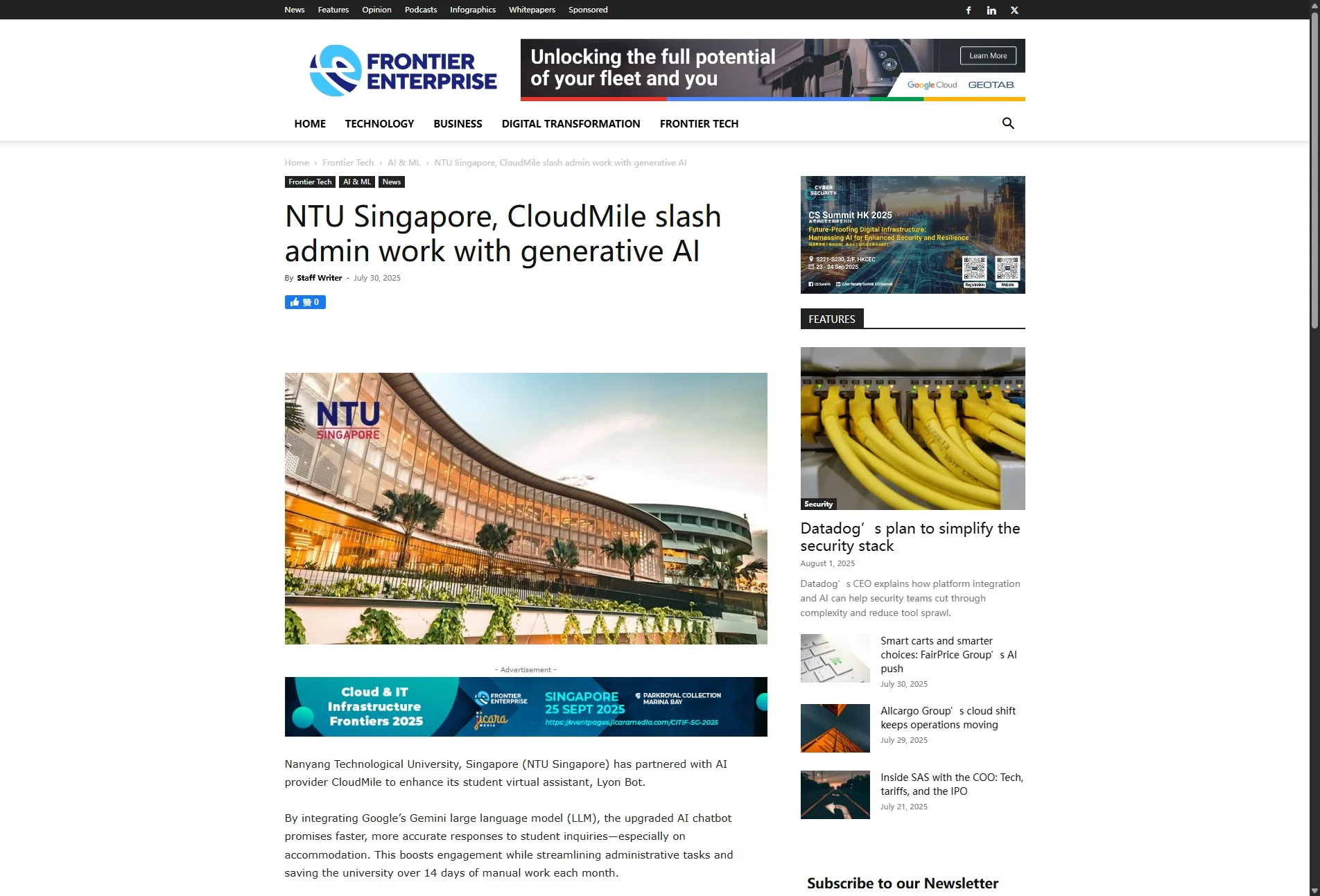 NTU Singapore, CloudMile slash admin work with generative AI