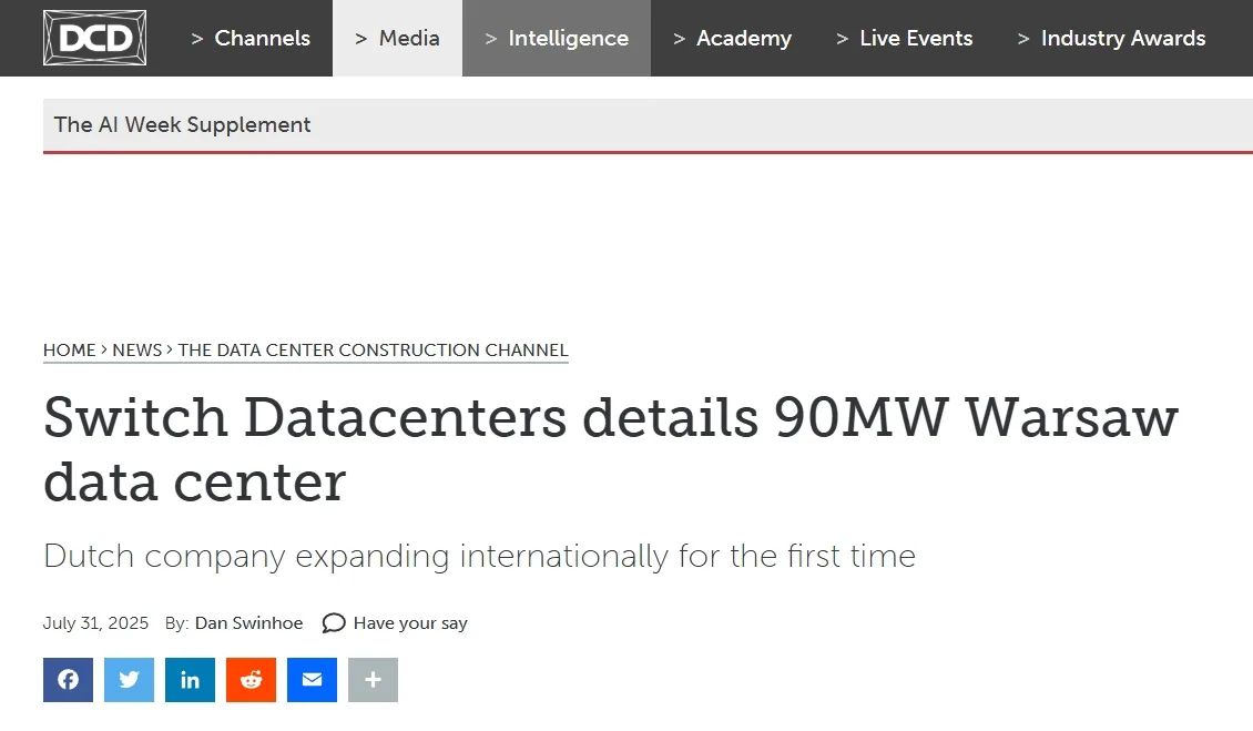 Switch Datacenters details 90MW Warsaw data center
