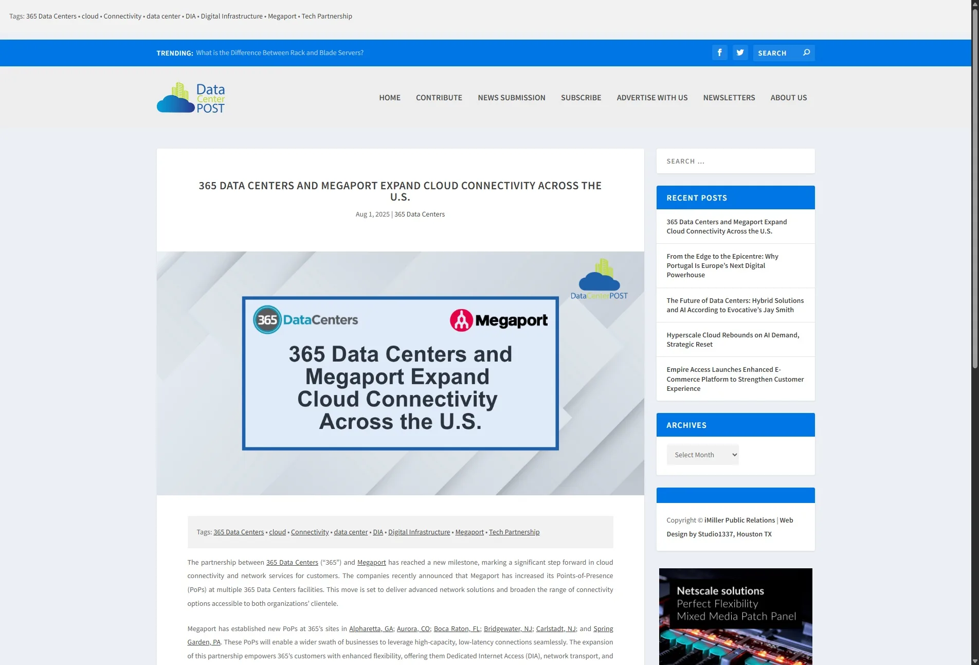 365 Data Centers and Megaport Expand Cloud Connectivity Across the U.S.