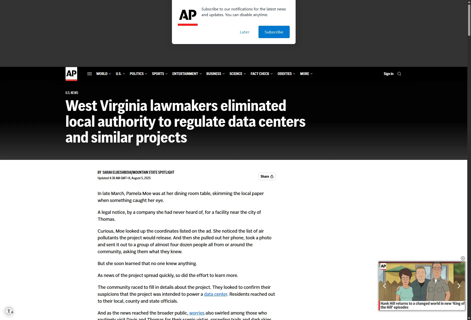 West Virginia lawmakers eliminated local authority to regulate data centers and similar projects