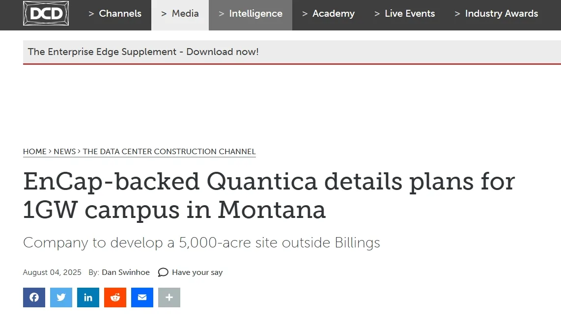 EnCap-backed Quantica details plans for 1GW campus in Montana