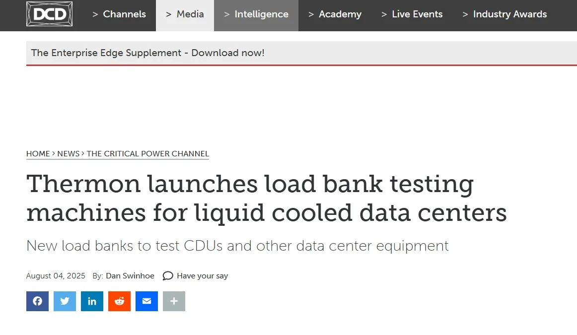 Thermon launches load bank testing machines for liquid cooled data centers