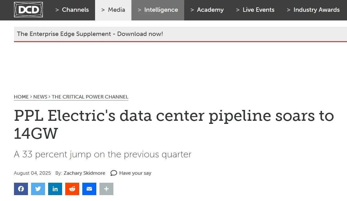 PPL Electric's data center pipeline soars to 14GW