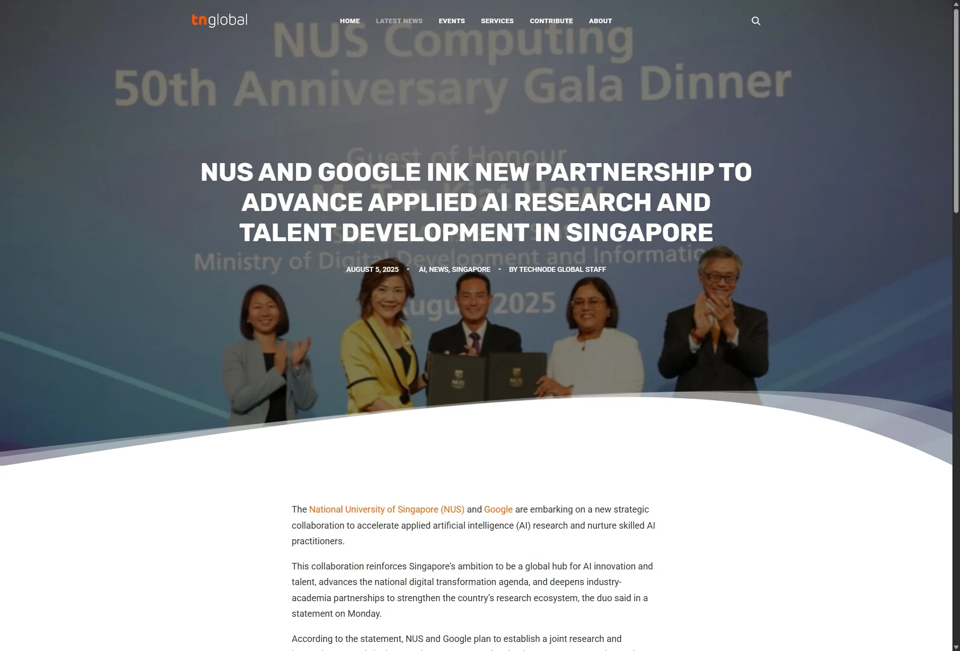NUS and Google ink new partnership to advance applied AI research and talent development in Singapore