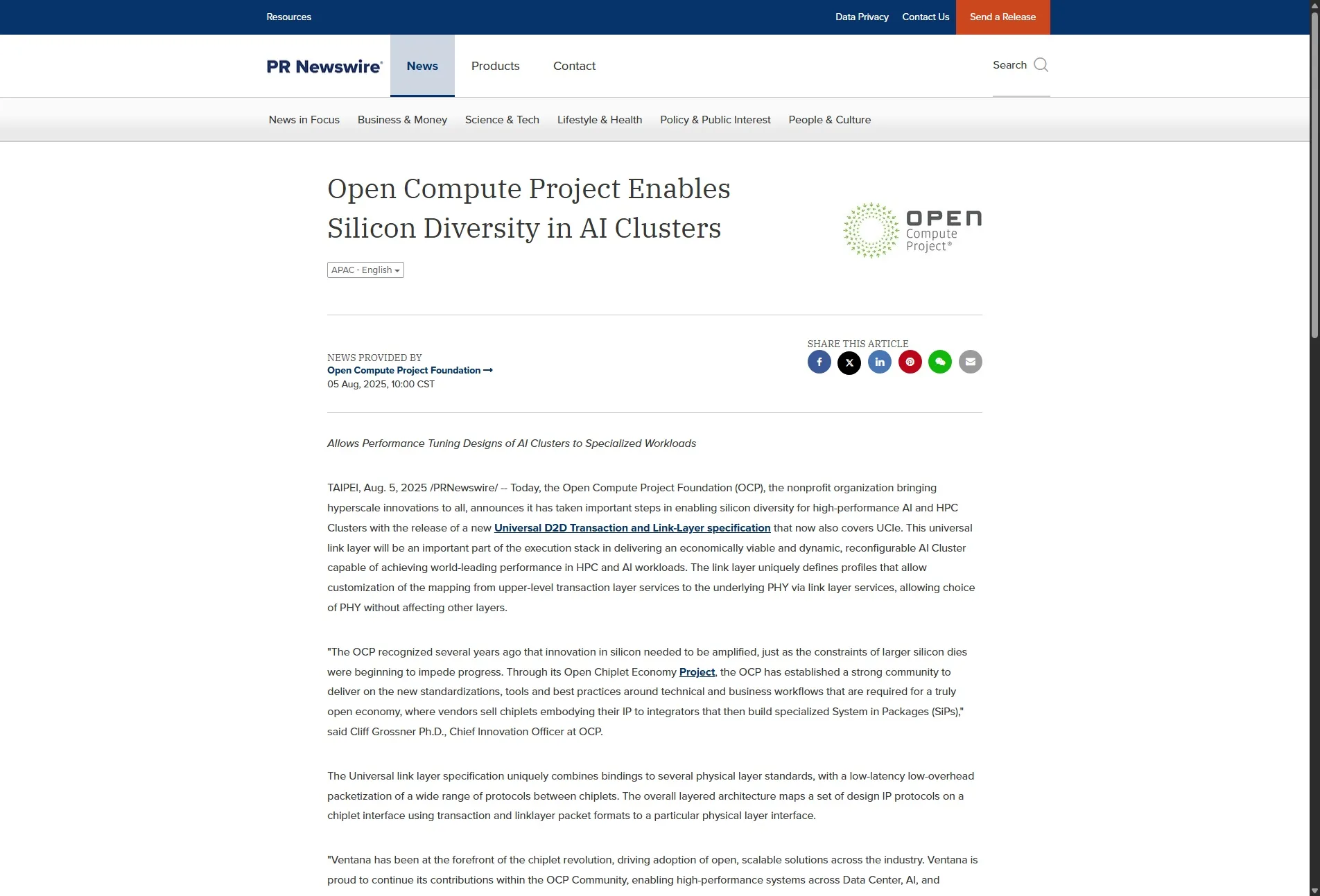 Open Compute Project Enables Silicon Diversity in AI Clusters