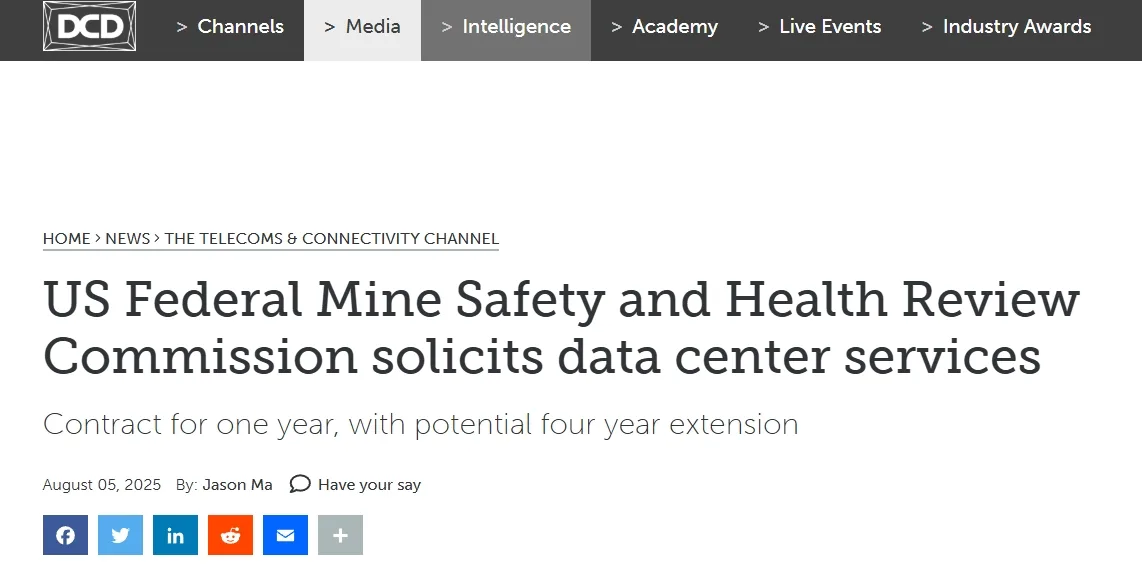 US Federal Mine Safety and Health Review Commission solicits data center services