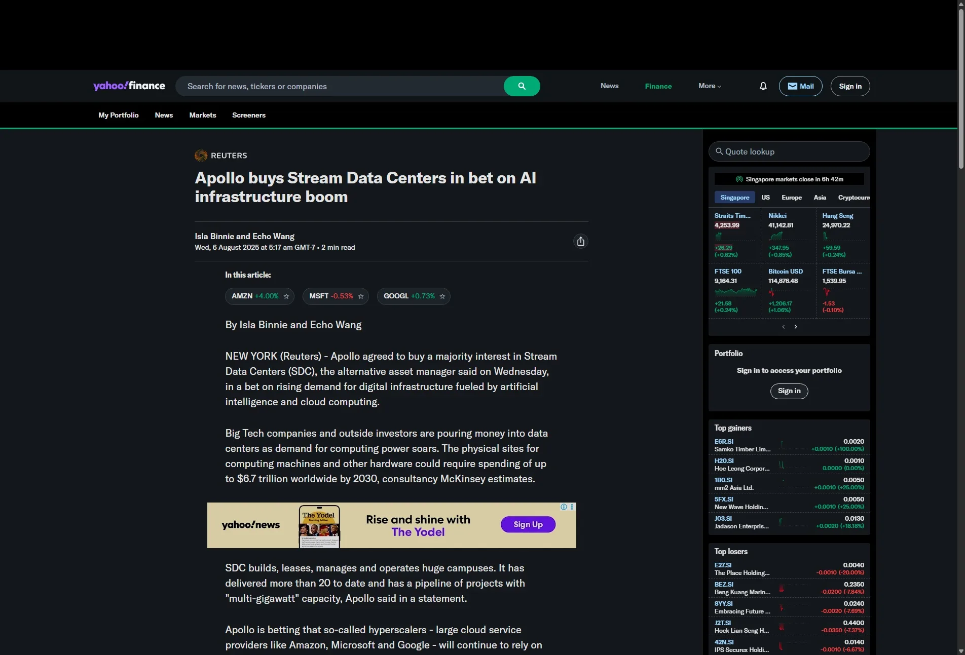 Apollo buys Stream Data Centers in bet on AI infrastructure boom
