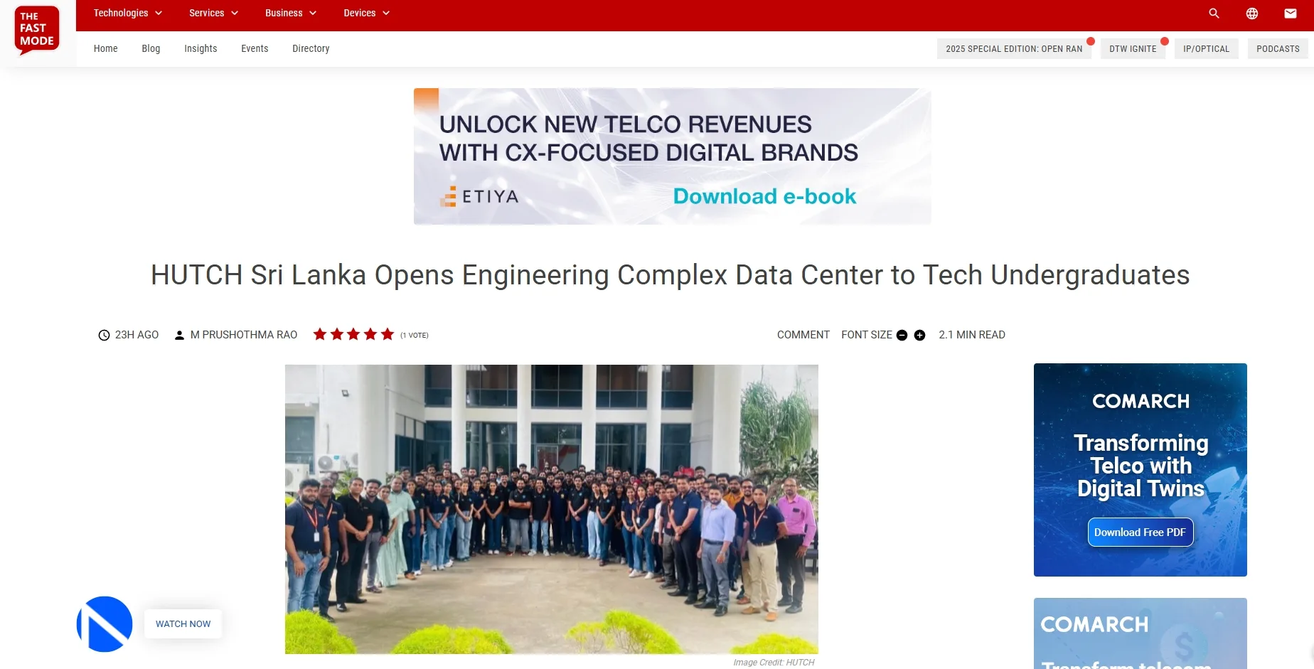 HUTCH Sri Lanka Opens Engineering Complex Data Center to Tech Undergraduates