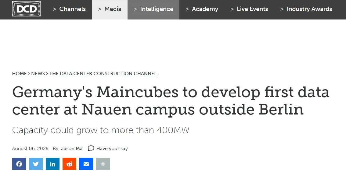 Germany's Maincubes to develop first data center at Nauen campus outside Berlin