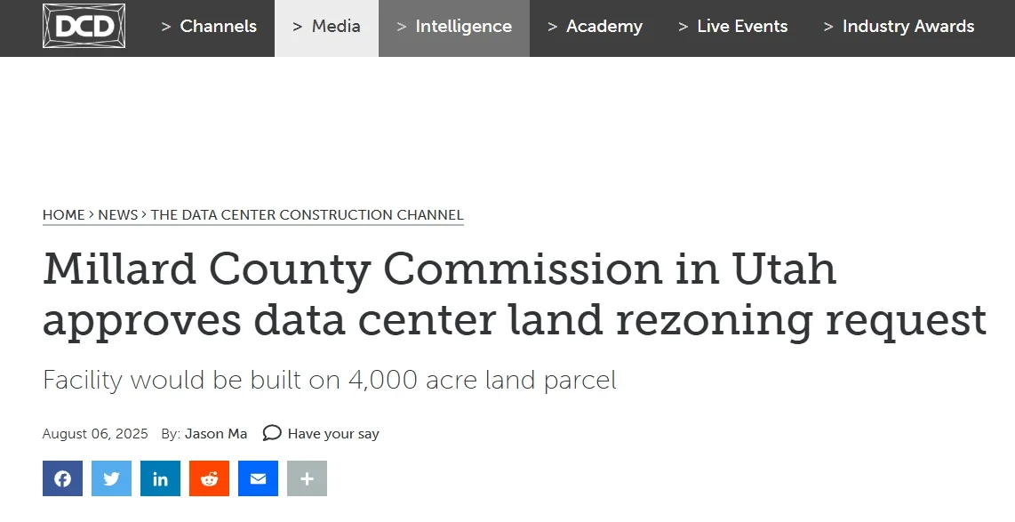 Millard County Commission in Utah approves data center land rezoning request
