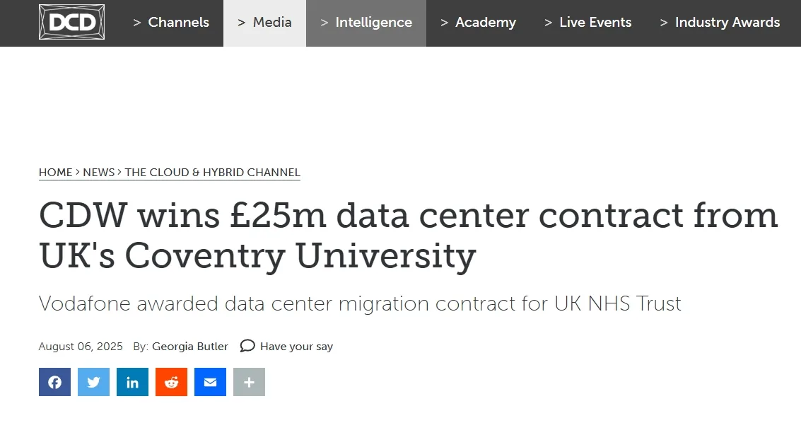 CDW wins £25m data center contract from UK's Coventry University