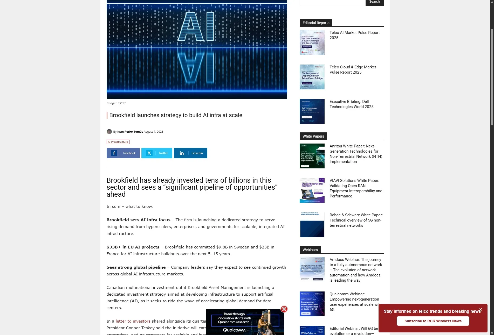 Brookfield launches strategy to build AI infra at scale
