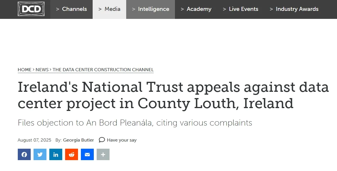 Ireland's National Trust appeals against data center project in County Louth, Ireland